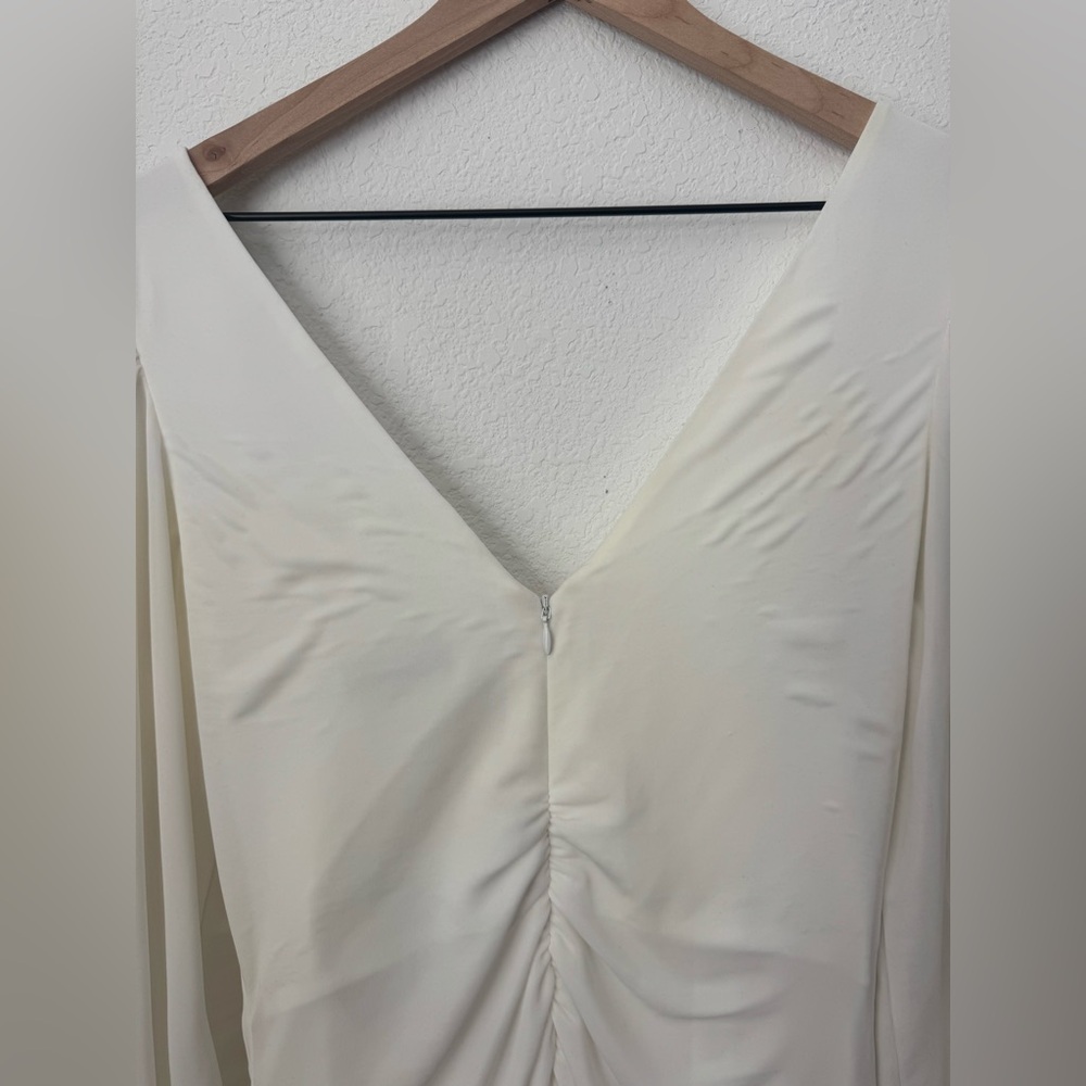 Self Portrait Ivory Jersey Twist Pleated Dress - 4 - Picture 9 of 13
